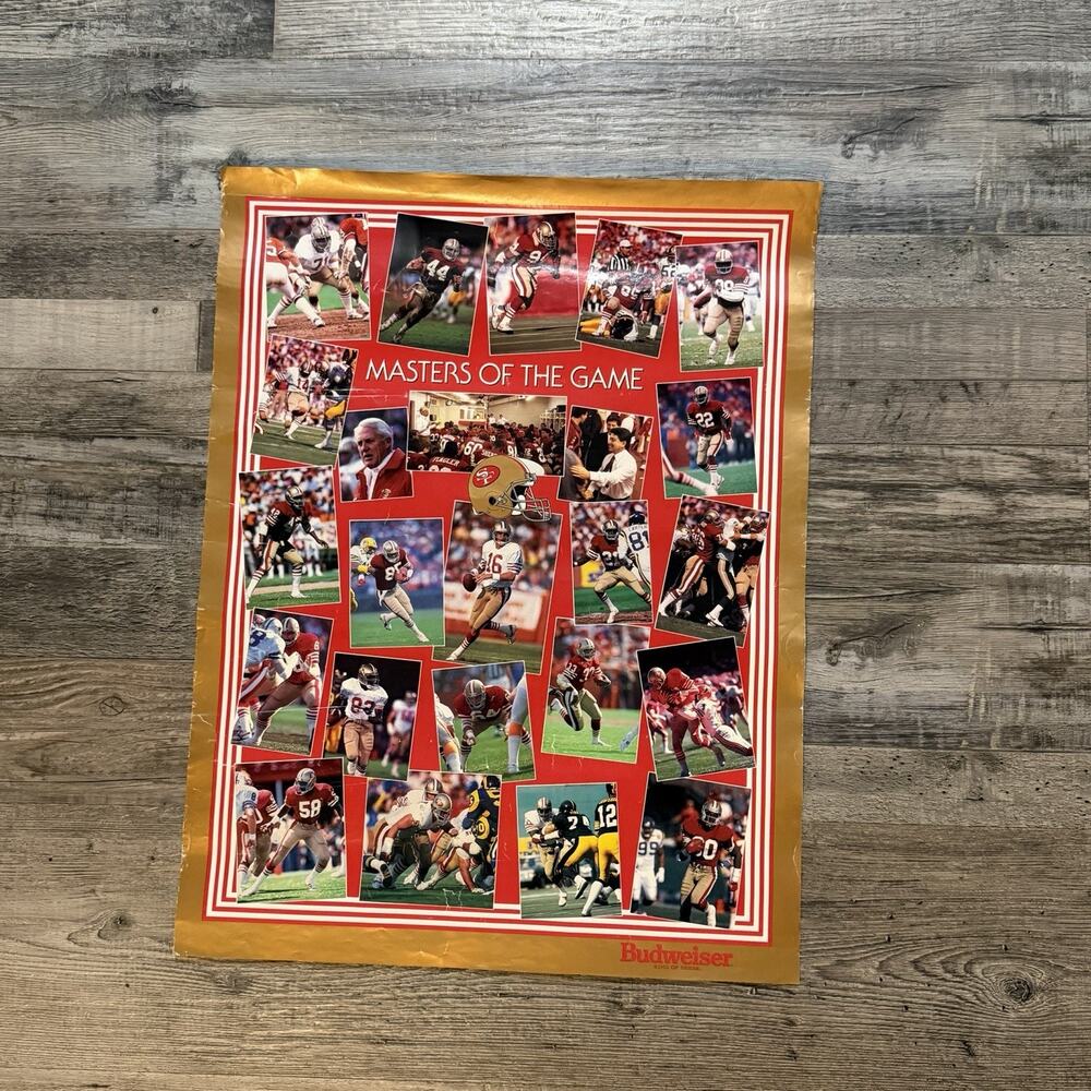NFL San Francisco 49ers Niners Masters Of The Game Budweiser 80s Poster 22”x 17”
